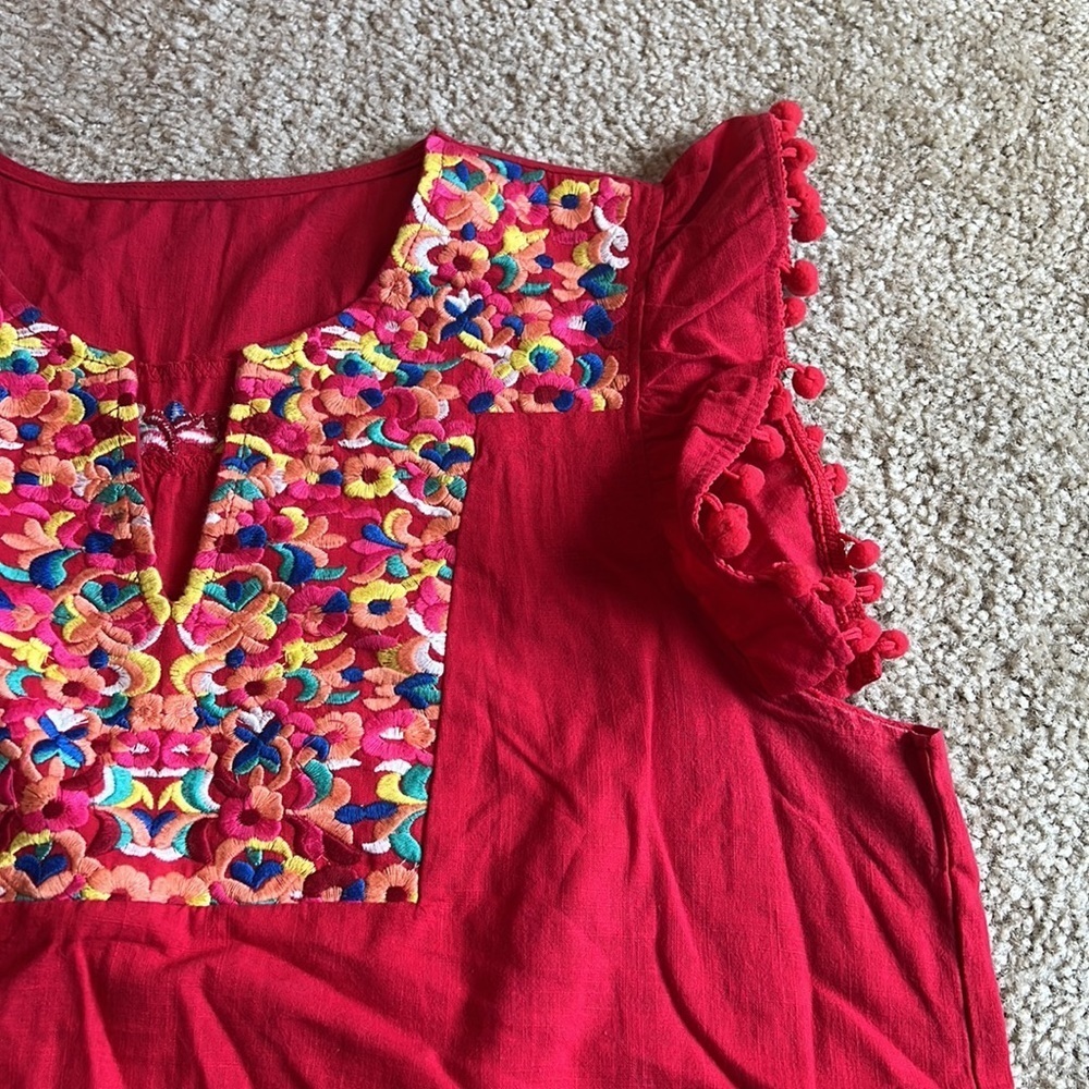 Red Pom Pom Cover up dress size XL - Picture 3 of 4